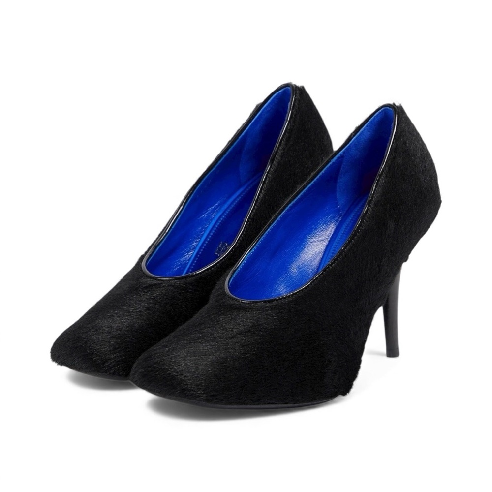 Givenchy Black Pumps Heels Square Toe 10 Fur Cocktail Calf Hair Leather NWOB 🟠